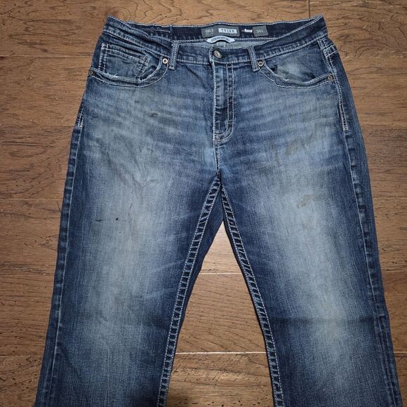 BKE Buckle Tyler Jeans Men 36L 36x36 Blue Straight Leg Denim Western Distressed - Picture 2 of 10